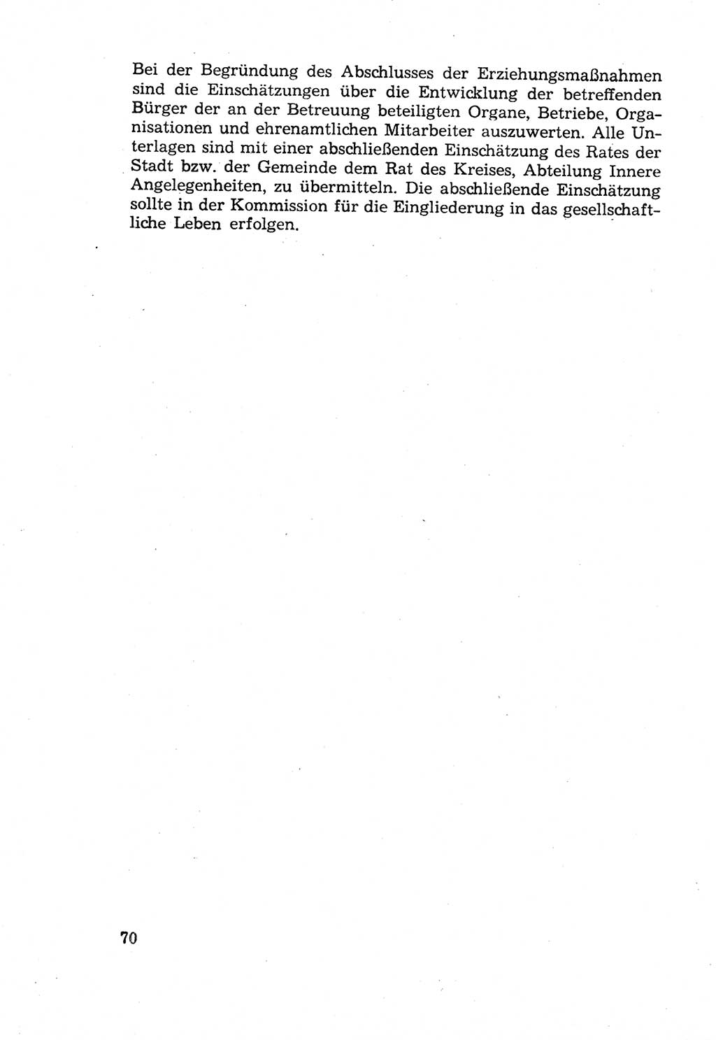 Die Wiedereingliederung Strafentlassener in das gesellschaftliche Leben [Deutsche Demokratische Republik (DDR)] und die Erziehung kriminell gefährdeter Bürger 1970, Seite 70 (Wiedereingl. Strafentl. DDR 1970, S. 70)