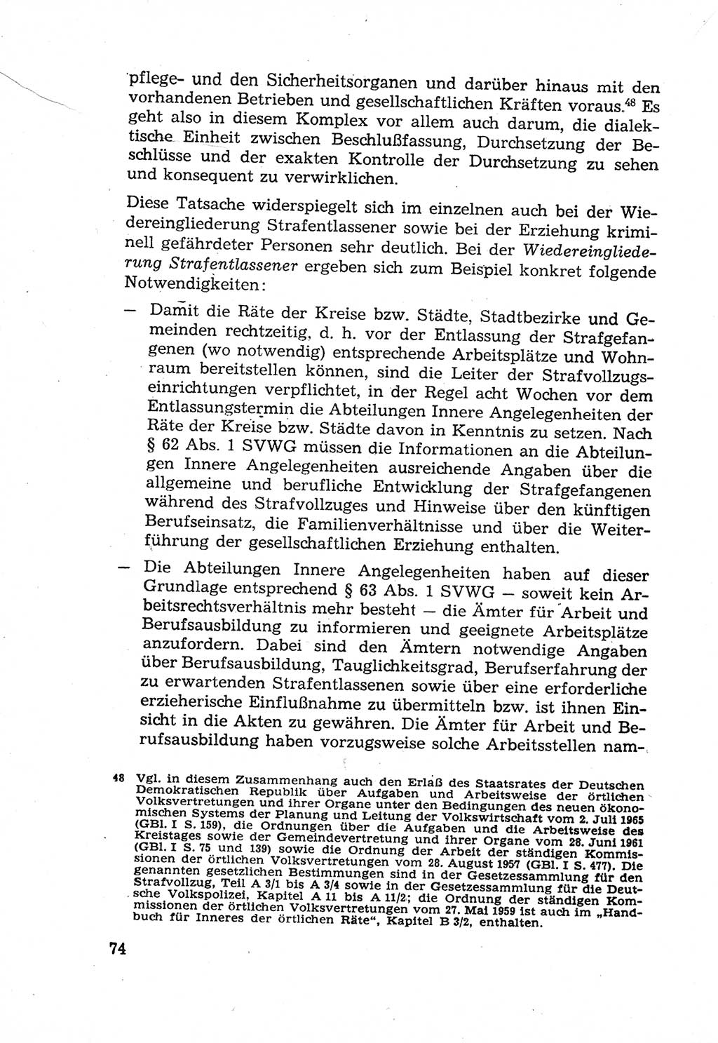 Die Wiedereingliederung Strafentlassener in das gesellschaftliche Leben [Deutsche Demokratische Republik (DDR)] und die Erziehung kriminell gefährdeter Bürger 1970, Seite 74 (Wiedereingl. Strafentl. DDR 1970, S. 74)