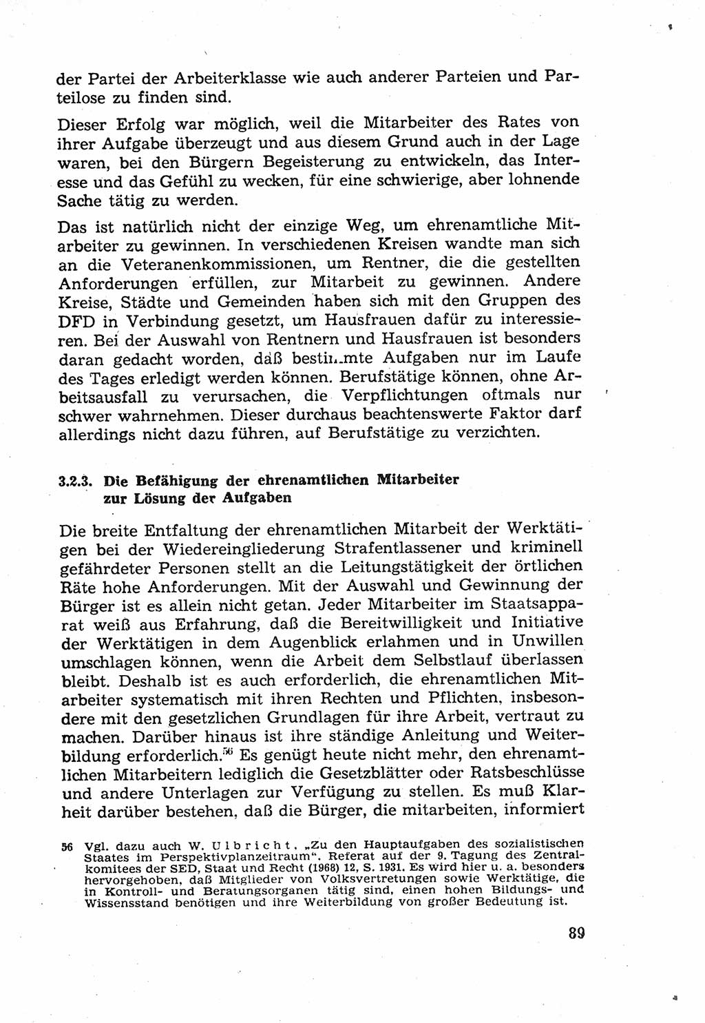 Die Wiedereingliederung Strafentlassener in das gesellschaftliche Leben [Deutsche Demokratische Republik (DDR)] und die Erziehung kriminell gefährdeter Bürger 1970, Seite 89 (Wiedereingl. Strafentl. DDR 1970, S. 89)