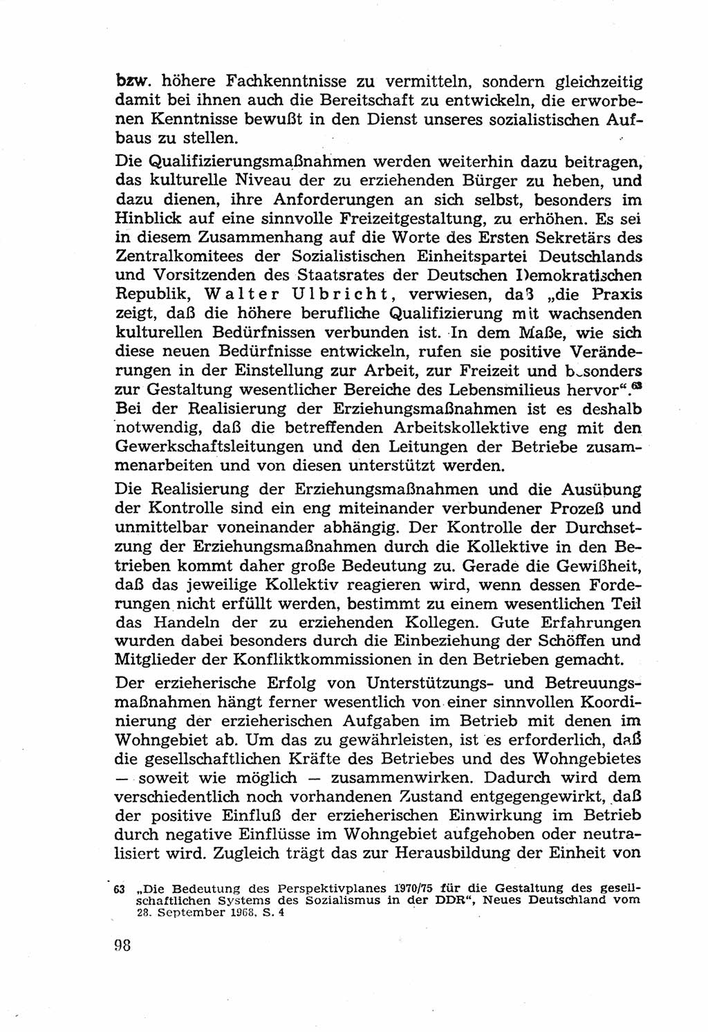 Die Wiedereingliederung Strafentlassener in das gesellschaftliche Leben [Deutsche Demokratische Republik (DDR)] und die Erziehung kriminell gefährdeter Bürger 1970, Seite 98 (Wiedereingl. Strafentl. DDR 1970, S. 98)