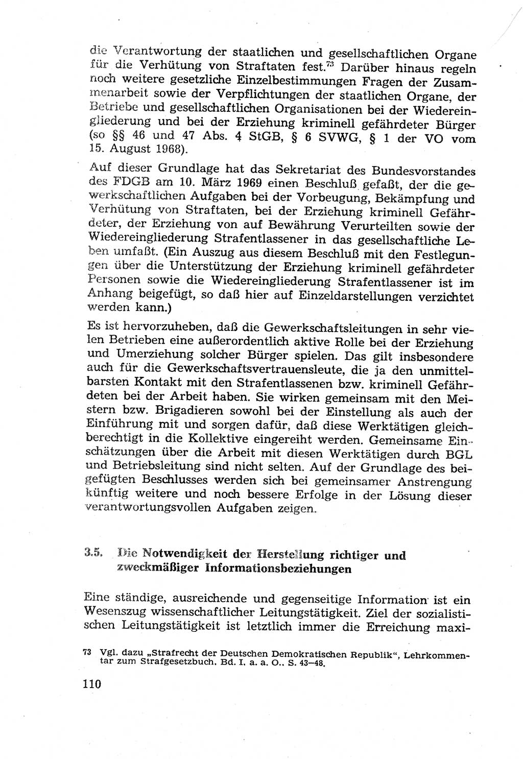 Die Wiedereingliederung Strafentlassener in das gesellschaftliche Leben [Deutsche Demokratische Republik (DDR)] und die Erziehung kriminell gefährdeter Bürger 1970, Seite 110 (Wiedereingl. Strafentl. DDR 1970, S. 110)