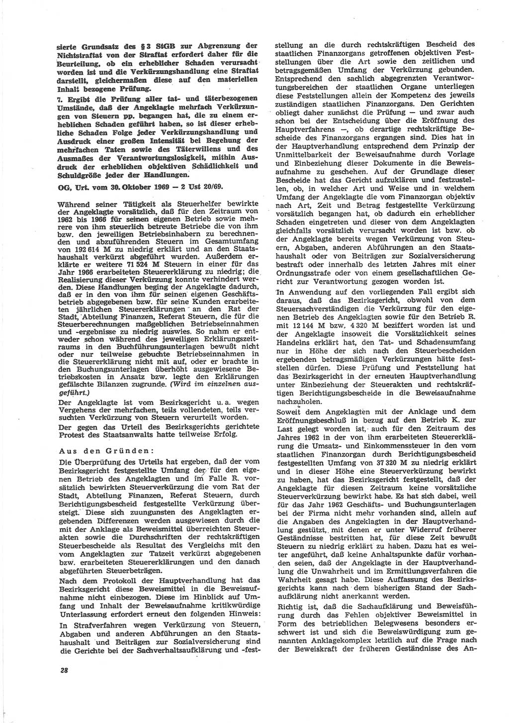 Neue Justiz (NJ), Zeitschrift für Recht und Rechtswissenschaft [Deutsche Demokratische Republik (DDR)], 24. Jahrgang 1970, Seite 28 (NJ DDR 1970, S. 28)