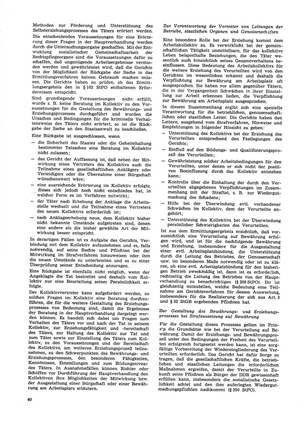 Neue Justiz (NJ), Zeitschrift für Recht und Rechtswissenschaft [Deutsche Demokratische Republik (DDR)], 24. Jahrgang 1970, Seite 40 (NJ DDR 1970, S. 40)