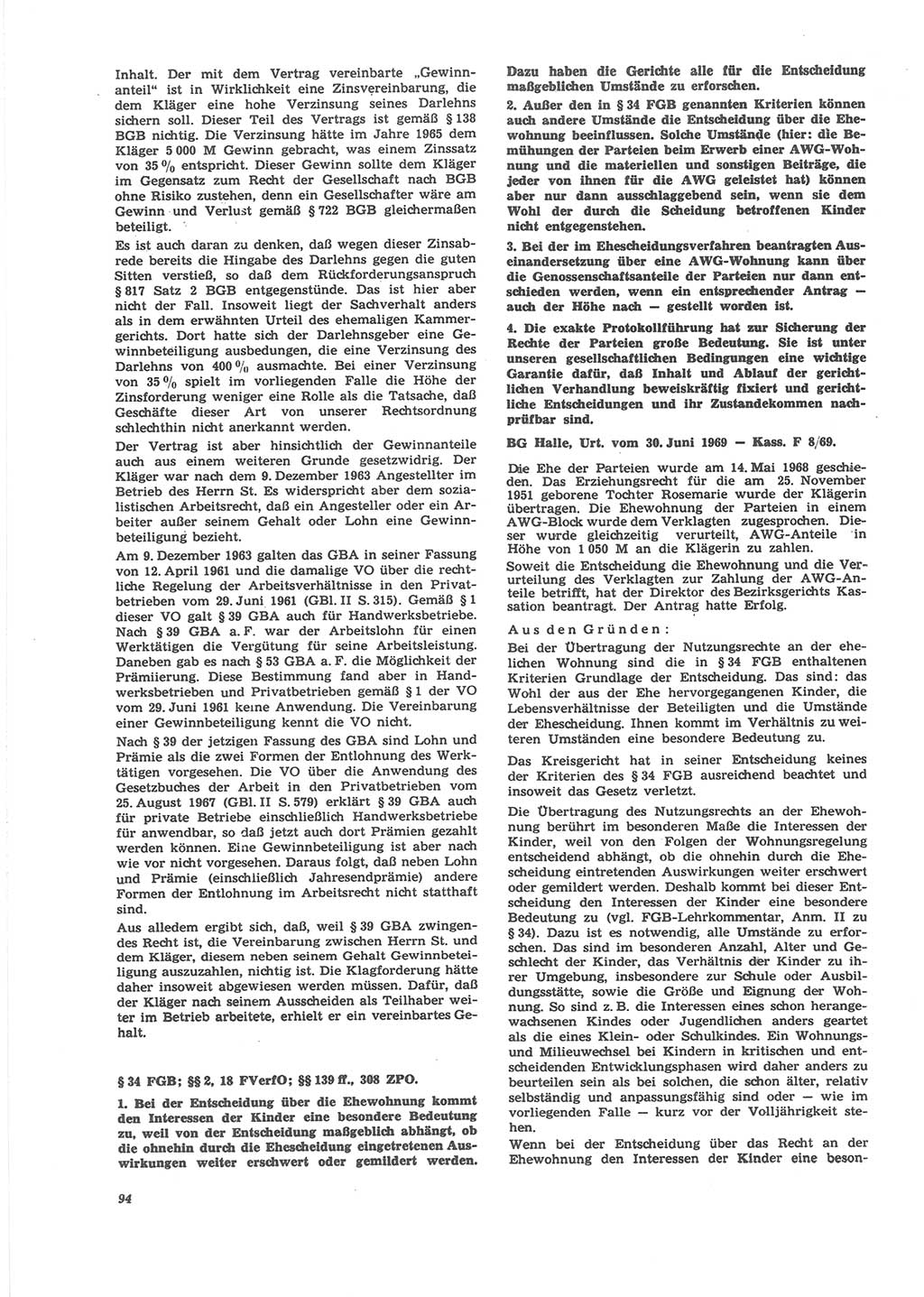 Neue Justiz (NJ), Zeitschrift für Recht und Rechtswissenschaft [Deutsche Demokratische Republik (DDR)], 24. Jahrgang 1970, Seite 94 (NJ DDR 1970, S. 94)