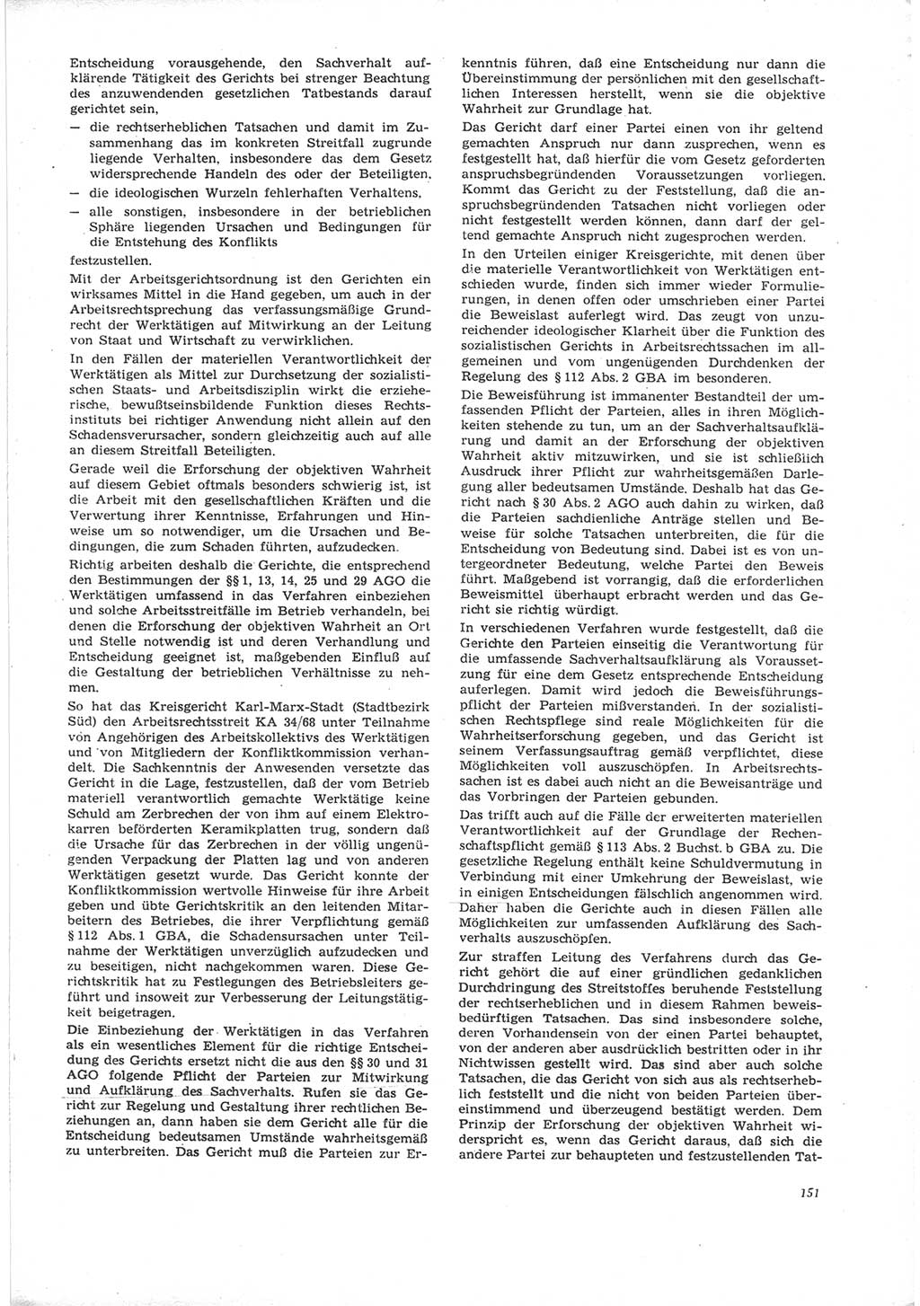 Neue Justiz (NJ), Zeitschrift für Recht und Rechtswissenschaft [Deutsche Demokratische Republik (DDR)], 24. Jahrgang 1970, Seite 151 (NJ DDR 1970, S. 151)