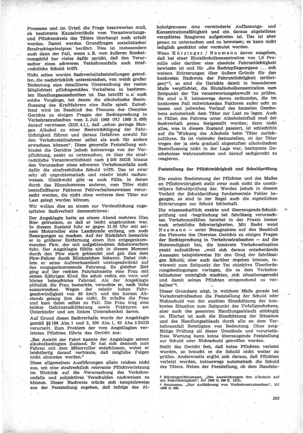 Neue Justiz (NJ), Zeitschrift für Recht und Rechtswissenschaft [Deutsche Demokratische Republik (DDR)], 24. Jahrgang 1970, Seite 203 (NJ DDR 1970, S. 203)