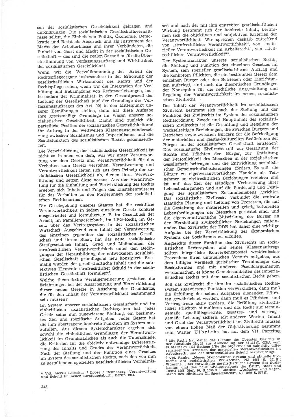 Neue Justiz (NJ), Zeitschrift für Recht und Rechtswissenschaft [Deutsche Demokratische Republik (DDR)], 24. Jahrgang 1970, Seite 346 (NJ DDR 1970, S. 346)