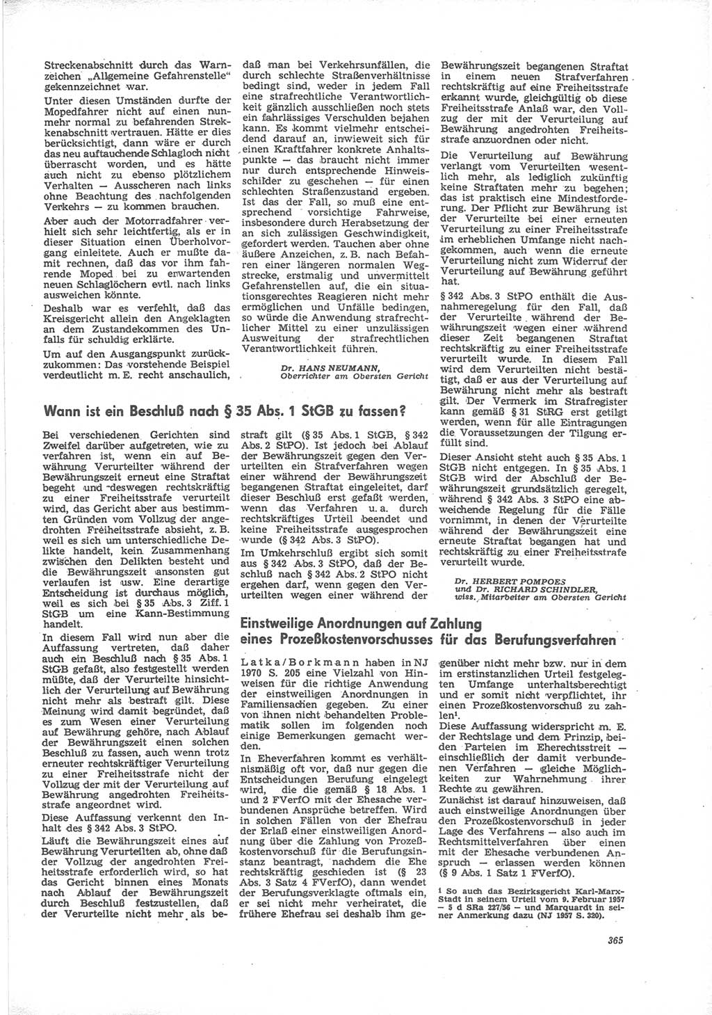 Neue Justiz (NJ), Zeitschrift für Recht und Rechtswissenschaft [Deutsche Demokratische Republik (DDR)], 24. Jahrgang 1970, Seite 365 (NJ DDR 1970, S. 365)