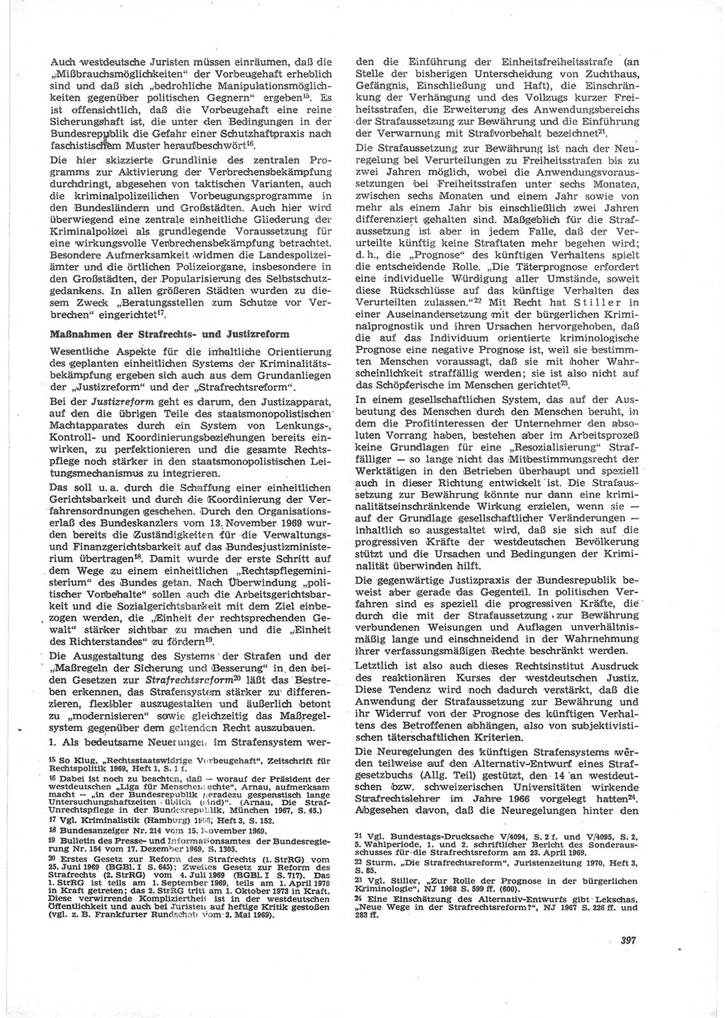 Neue Justiz (NJ), Zeitschrift für Recht und Rechtswissenschaft [Deutsche Demokratische Republik (DDR)], 24. Jahrgang 1970, Seite 397 (NJ DDR 1970, S. 397)