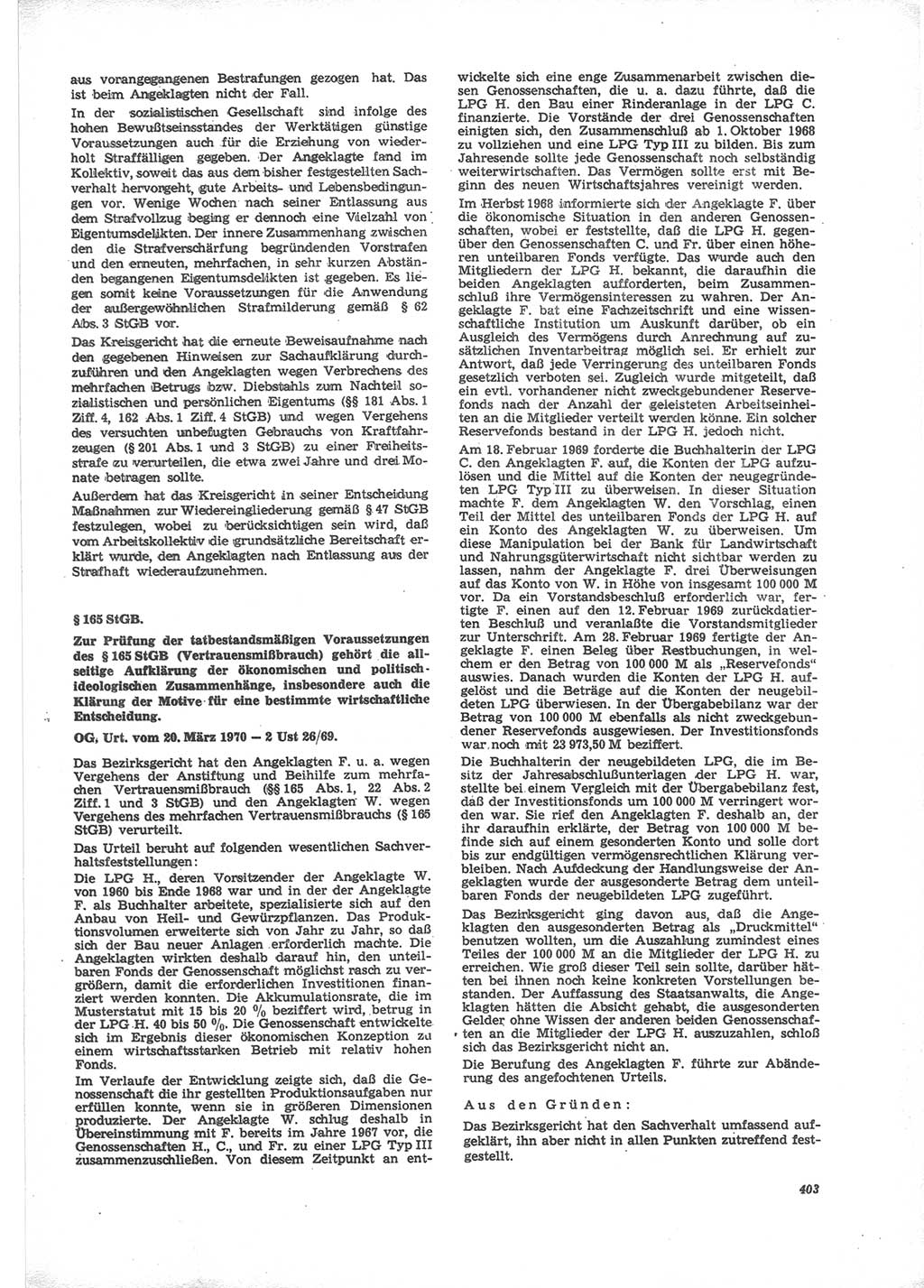 Neue Justiz (NJ), Zeitschrift für Recht und Rechtswissenschaft [Deutsche Demokratische Republik (DDR)], 24. Jahrgang 1970, Seite 403 (NJ DDR 1970, S. 403)