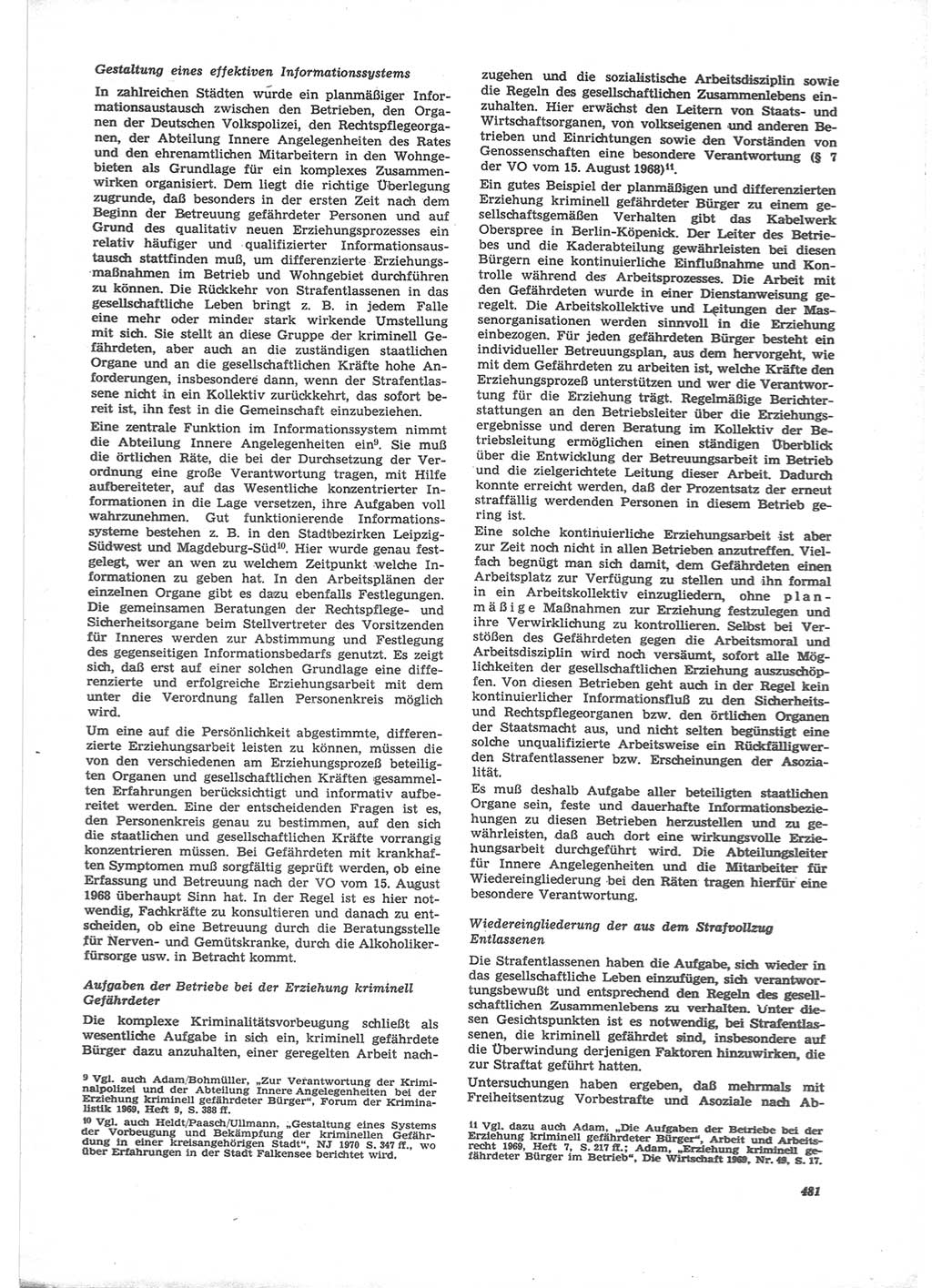 Neue Justiz (NJ), Zeitschrift für Recht und Rechtswissenschaft [Deutsche Demokratische Republik (DDR)], 24. Jahrgang 1970, Seite 481 (NJ DDR 1970, S. 481)