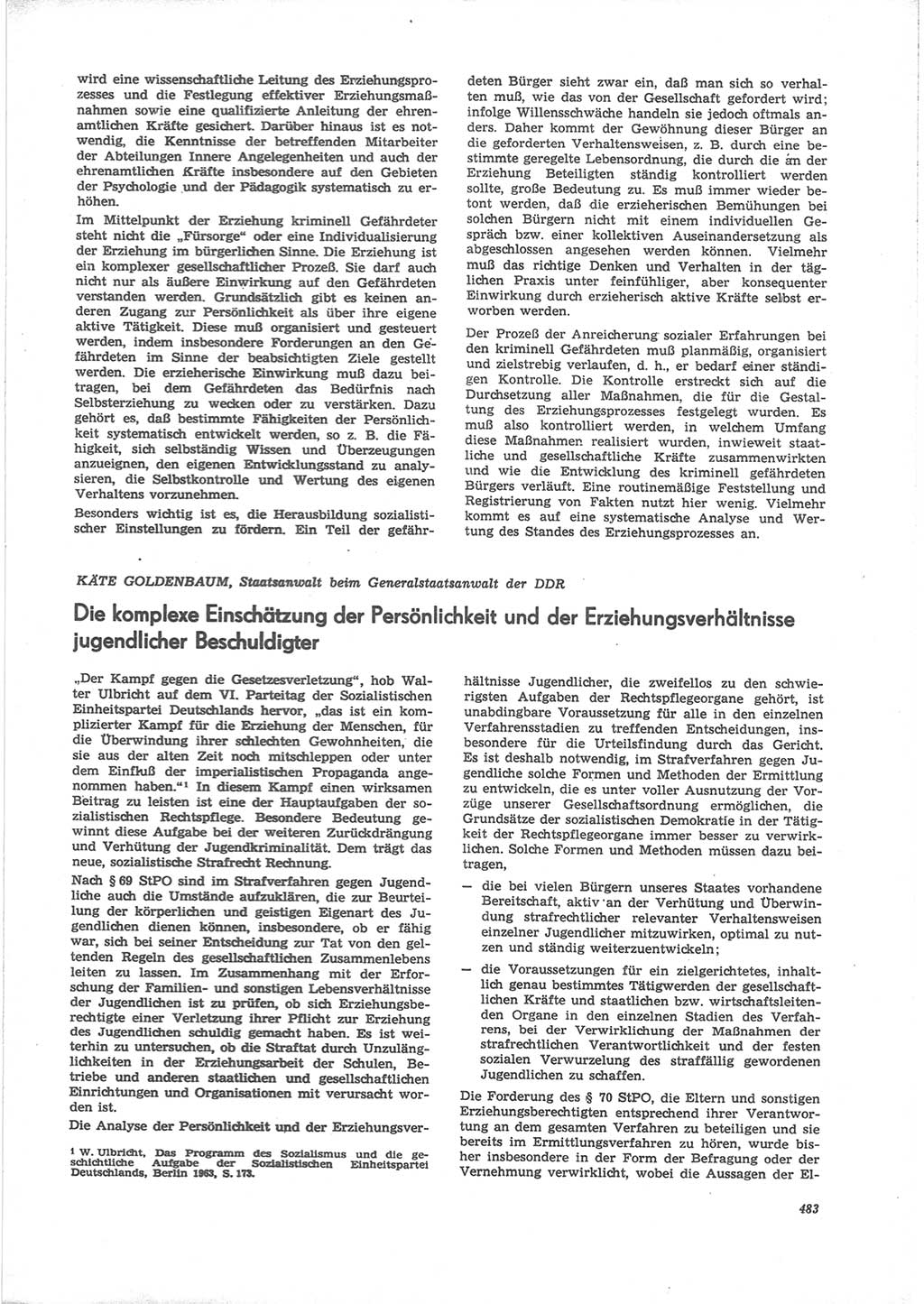 Neue Justiz (NJ), Zeitschrift für Recht und Rechtswissenschaft [Deutsche Demokratische Republik (DDR)], 24. Jahrgang 1970, Seite 483 (NJ DDR 1970, S. 483)