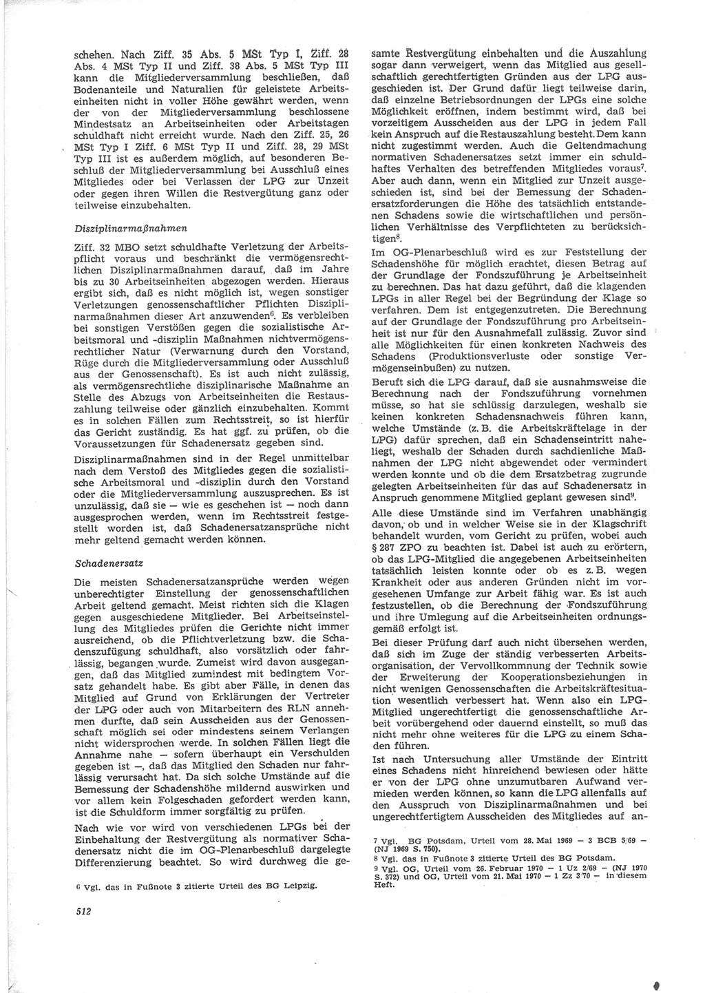 Neue Justiz (NJ), Zeitschrift für Recht und Rechtswissenschaft [Deutsche Demokratische Republik (DDR)], 24. Jahrgang 1970, Seite 512 (NJ DDR 1970, S. 512)