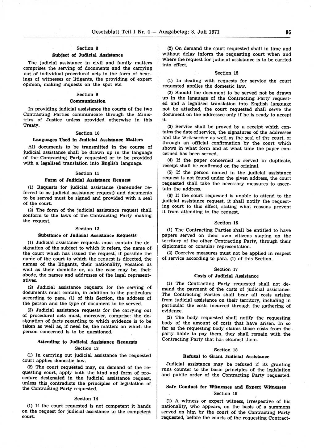 Gesetzblatt (GBl.) der Deutschen Demokratischen Republik (DDR) Teil Ⅰ 1971, Seite 95 (GBl. DDR Ⅰ 1971, S. 95)