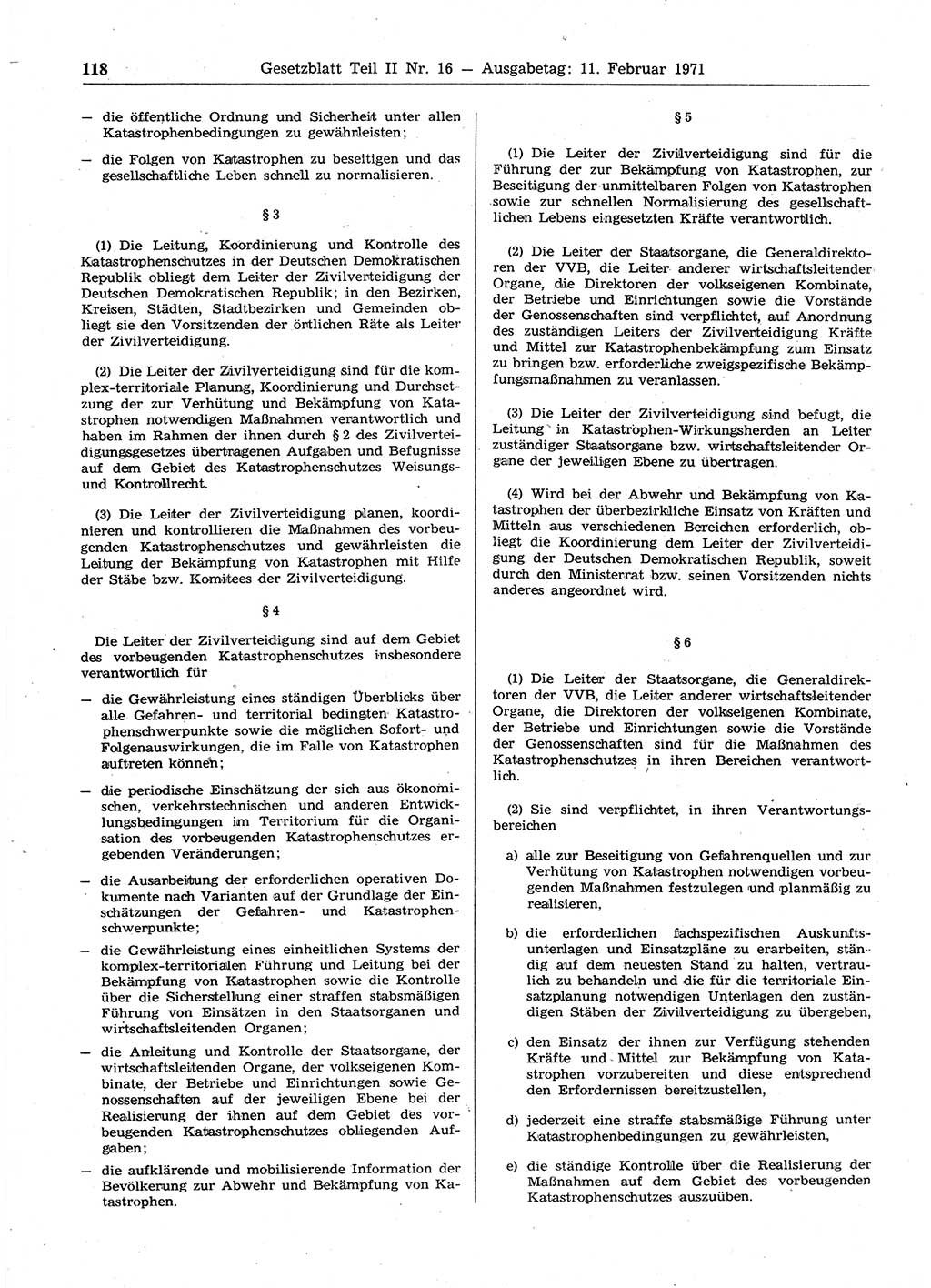Gesetzblatt (GBl.) der Deutschen Demokratischen Republik (DDR) Teil ⅠⅠ 1971, Seite 118 (GBl. DDR ⅠⅠ 1971, S. 118)