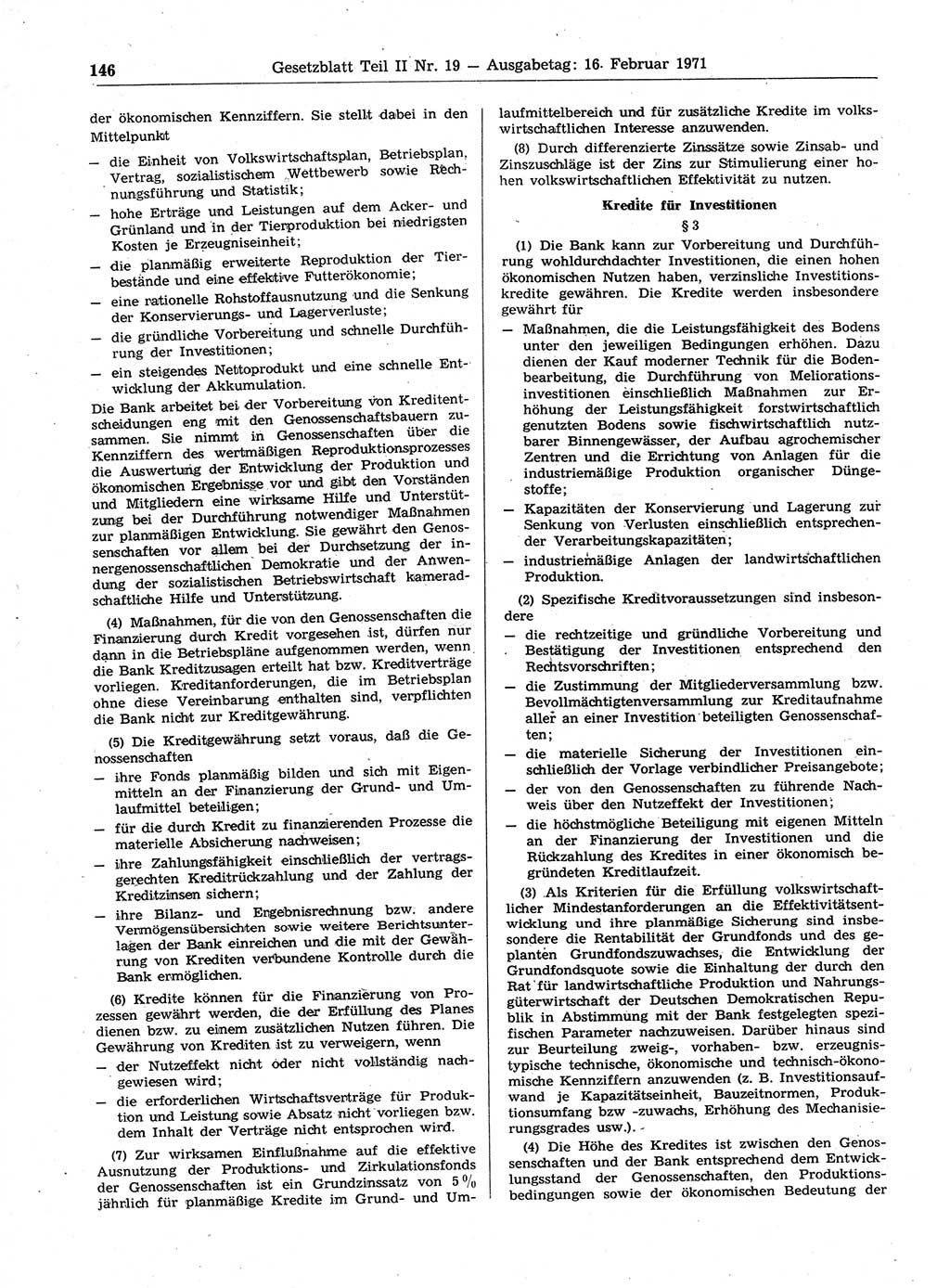 Gesetzblatt (GBl.) der Deutschen Demokratischen Republik (DDR) Teil ⅠⅠ 1971, Seite 146 (GBl. DDR ⅠⅠ 1971, S. 146)