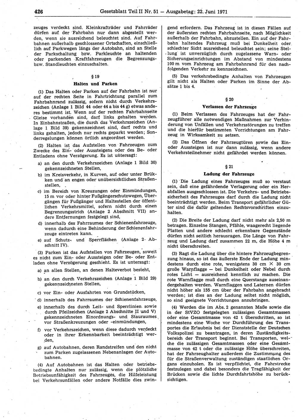 Gesetzblatt (GBl.) der Deutschen Demokratischen Republik (DDR) Teil ⅠⅠ 1971, Seite 426 (GBl. DDR ⅠⅠ 1971, S. 426)