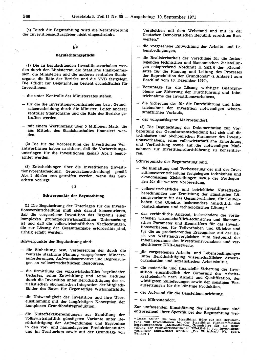 Gesetzblatt (GBl.) der Deutschen Demokratischen Republik (DDR) Teil ⅠⅠ 1971, Seite 566 (GBl. DDR ⅠⅠ 1971, S. 566)