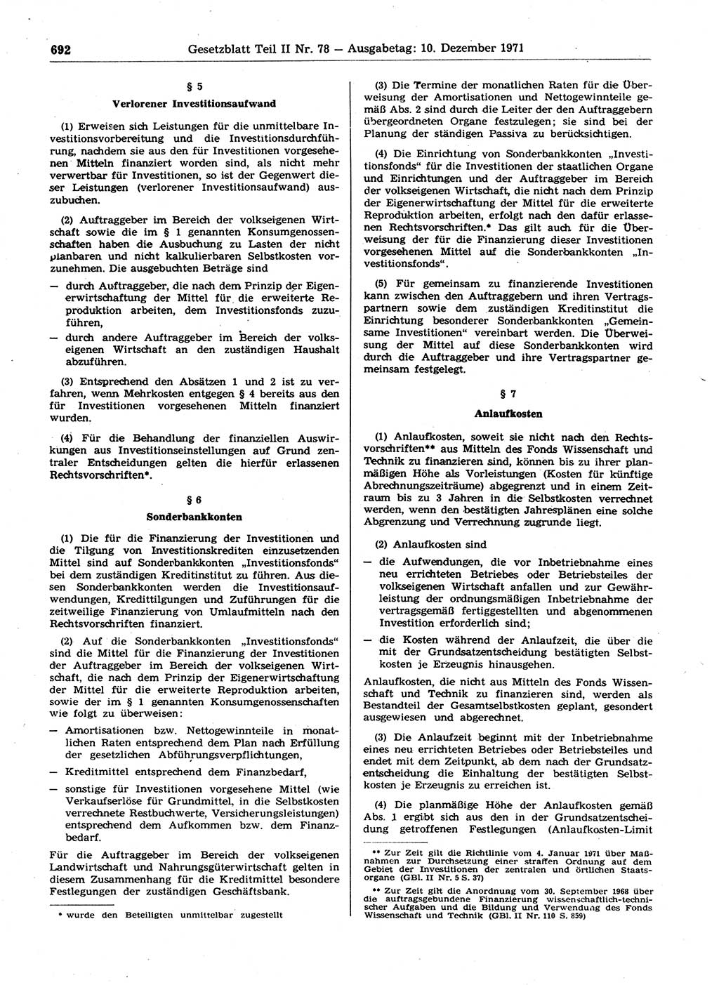 Gesetzblatt (GBl.) der Deutschen Demokratischen Republik (DDR) Teil ⅠⅠ 1971, Seite 692 (GBl. DDR ⅠⅠ 1971, S. 692)