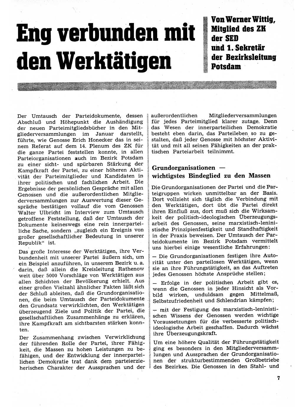 Neuer Weg (NW), Organ des Zentralkomitees (ZK) der SED (Sozialistische Einheitspartei Deutschlands) für Fragen des Parteilebens, 26. Jahrgang [Deutsche Demokratische Republik (DDR)] 1971, Seite 7 (NW ZK SED DDR 1971, S. 7)