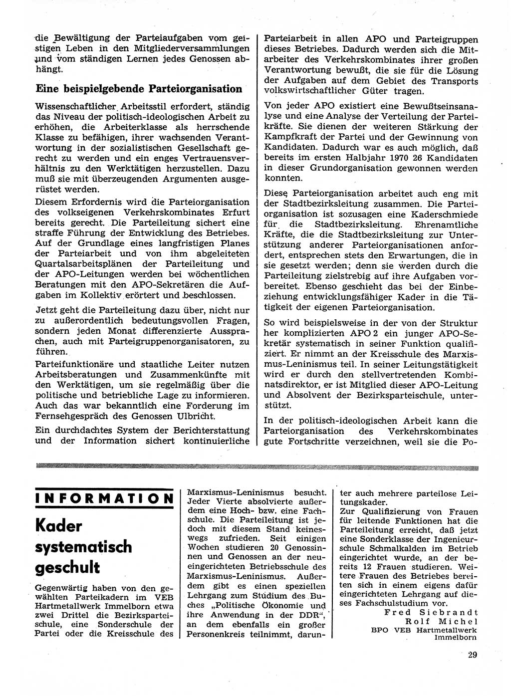Neuer Weg (NW), Organ des Zentralkomitees (ZK) der SED (Sozialistische Einheitspartei Deutschlands) für Fragen des Parteilebens, 26. Jahrgang [Deutsche Demokratische Republik (DDR)] 1971, Seite 29 (NW ZK SED DDR 1971, S. 29)