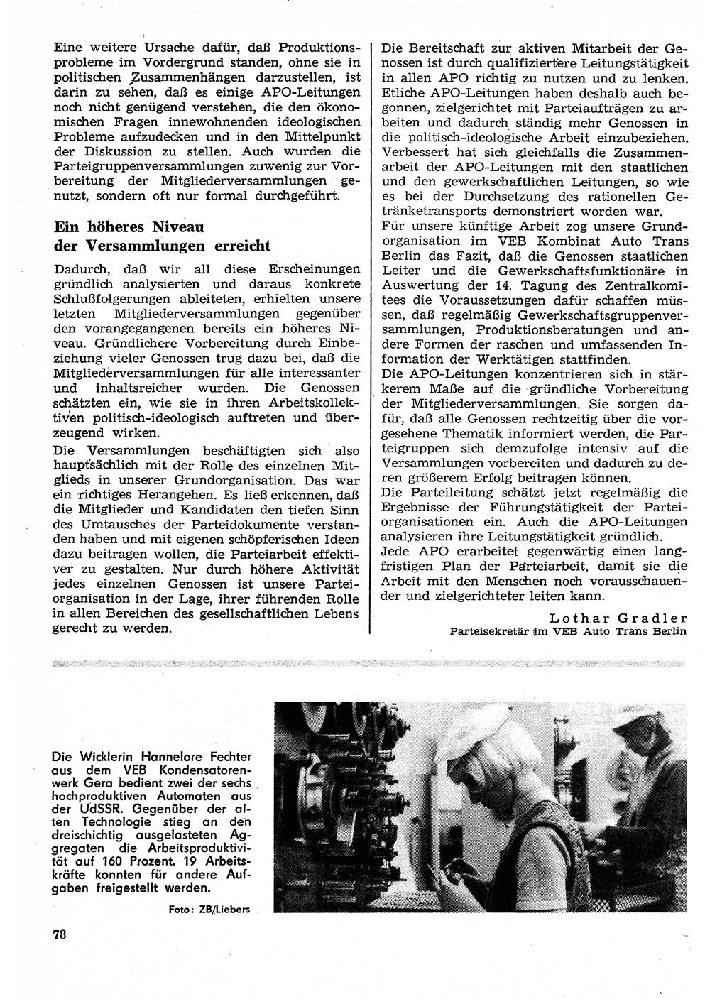 Neuer Weg (NW), Organ des Zentralkomitees (ZK) der SED (Sozialistische Einheitspartei Deutschlands) für Fragen des Parteilebens, 26. Jahrgang [Deutsche Demokratische Republik (DDR)] 1971, Seite 78 (NW ZK SED DDR 1971, S. 78)