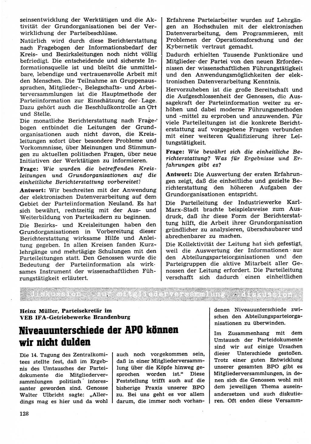 Neuer Weg (NW), Organ des Zentralkomitees (ZK) der SED (Sozialistische Einheitspartei Deutschlands) für Fragen des Parteilebens, 26. Jahrgang [Deutsche Demokratische Republik (DDR)] 1971, Seite 128 (NW ZK SED DDR 1971, S. 128)