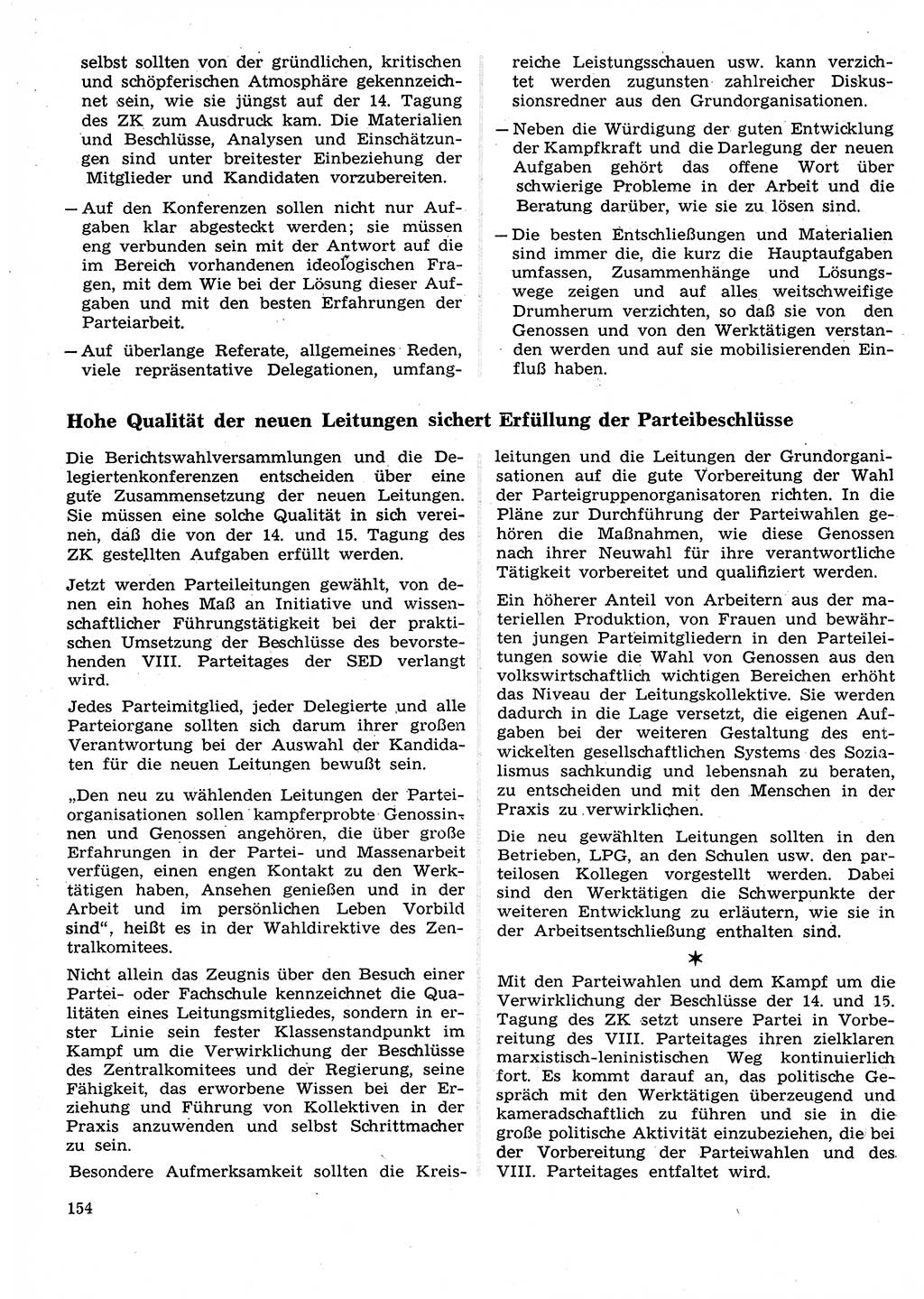 Neuer Weg (NW), Organ des Zentralkomitees (ZK) der SED (Sozialistische Einheitspartei Deutschlands) für Fragen des Parteilebens, 26. Jahrgang [Deutsche Demokratische Republik (DDR)] 1971, Seite 154 (NW ZK SED DDR 1971, S. 154)