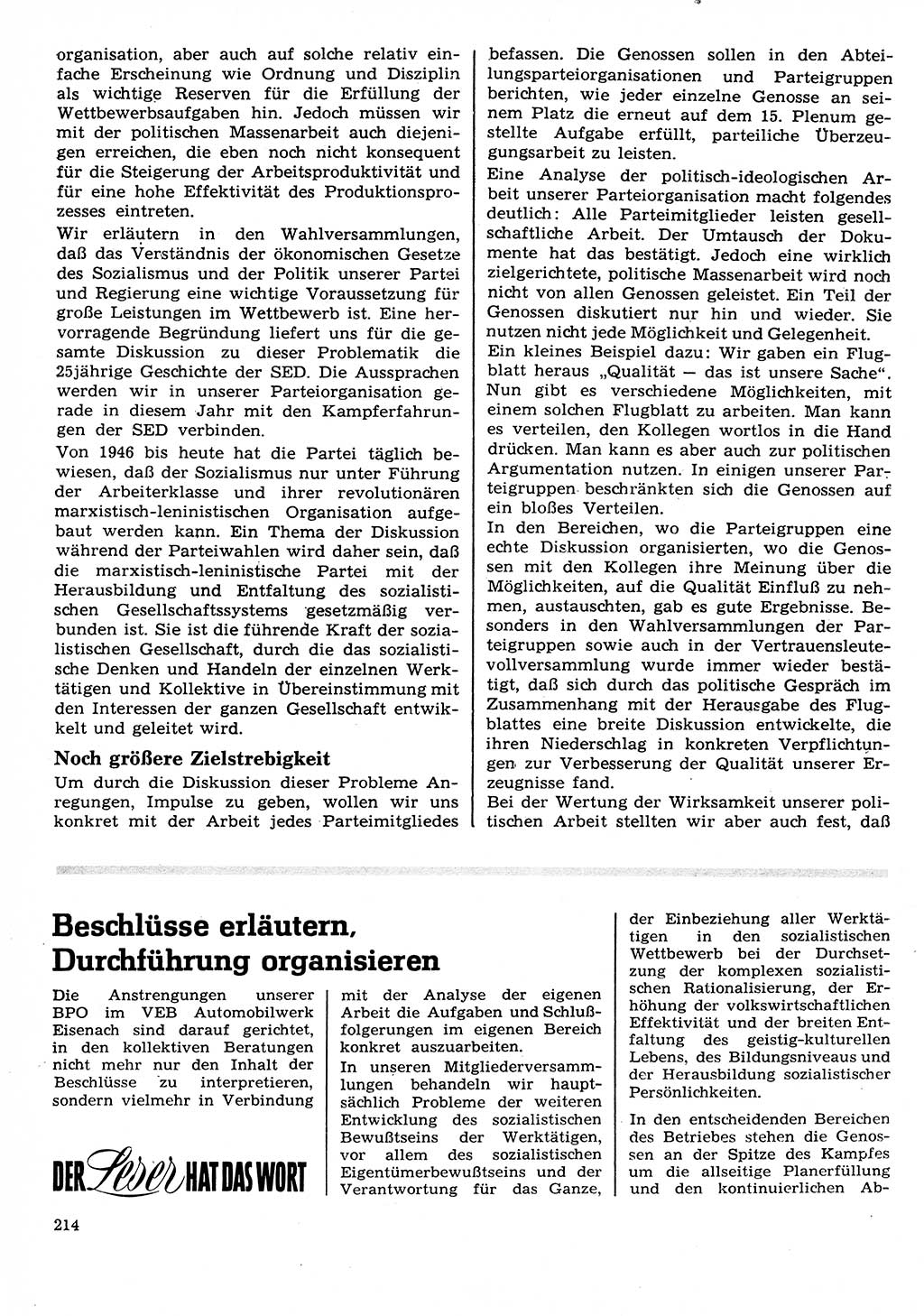 Neuer Weg (NW), Organ des Zentralkomitees (ZK) der SED (Sozialistische Einheitspartei Deutschlands) für Fragen des Parteilebens, 26. Jahrgang [Deutsche Demokratische Republik (DDR)] 1971, Seite 214 (NW ZK SED DDR 1971, S. 214)
