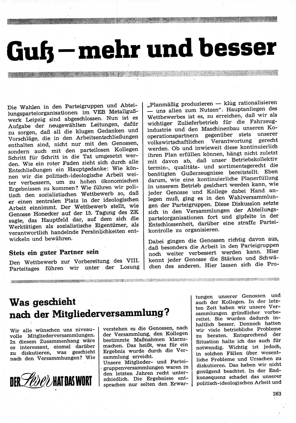 Neuer Weg (NW), Organ des Zentralkomitees (ZK) der SED (Sozialistische Einheitspartei Deutschlands) für Fragen des Parteilebens, 26. Jahrgang [Deutsche Demokratische Republik (DDR)] 1971, Seite 263 (NW ZK SED DDR 1971, S. 263)
