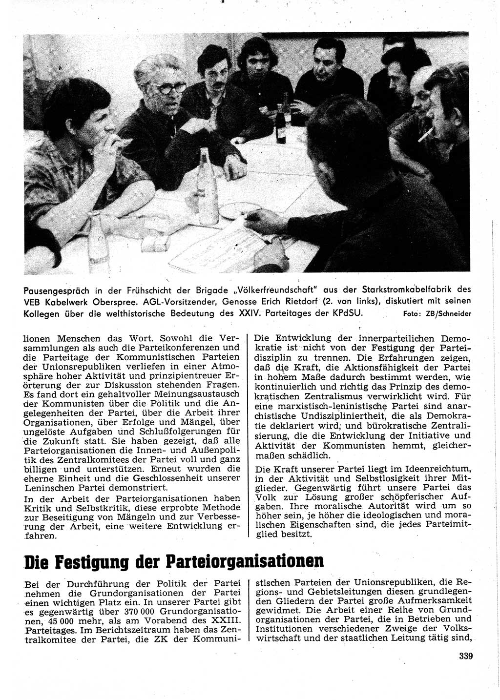 Neuer Weg (NW), Organ des Zentralkomitees (ZK) der SED (Sozialistische Einheitspartei Deutschlands) für Fragen des Parteilebens, 26. Jahrgang [Deutsche Demokratische Republik (DDR)] 1971, Seite 339 (NW ZK SED DDR 1971, S. 339)