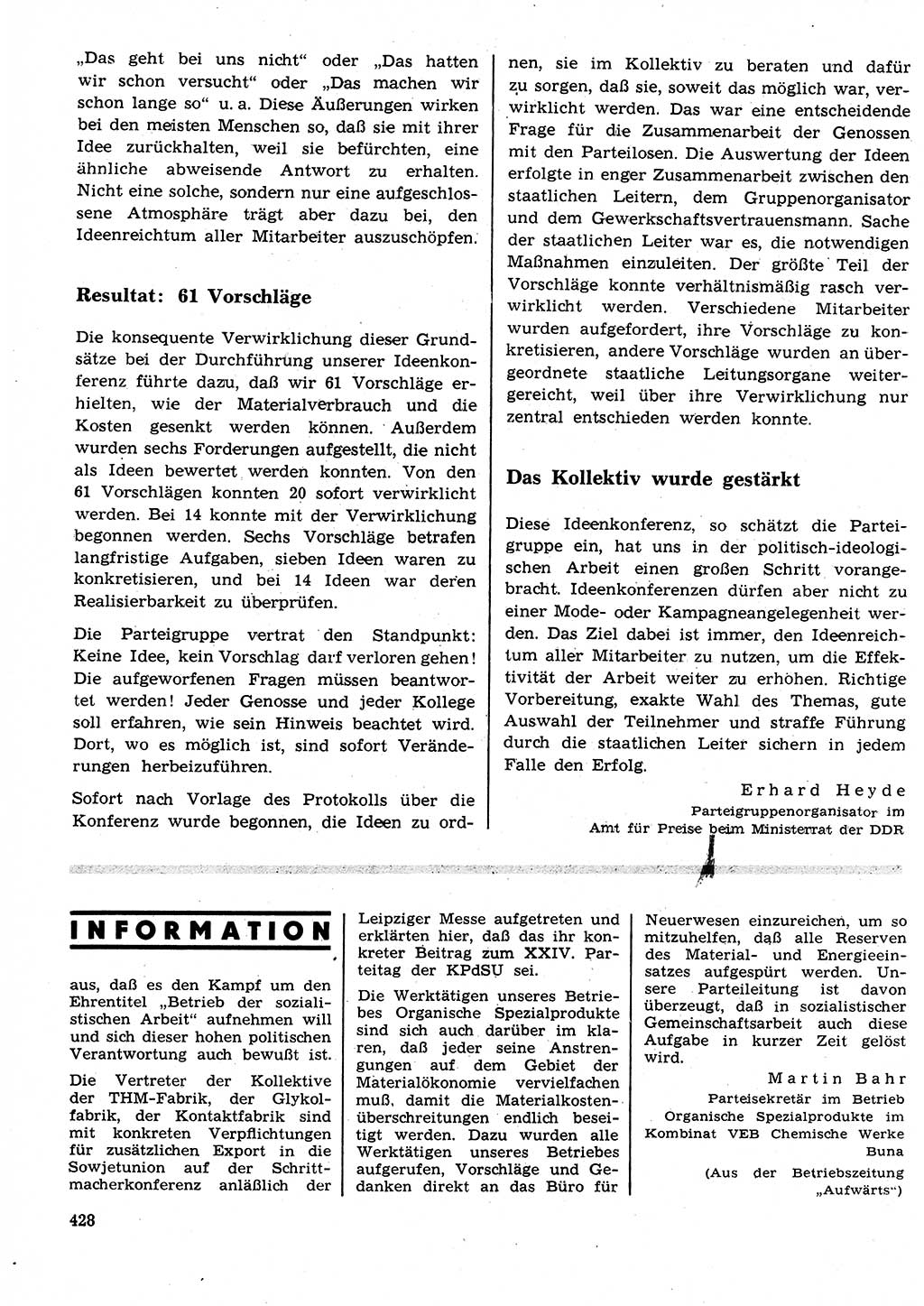 Neuer Weg (NW), Organ des Zentralkomitees (ZK) der SED (Sozialistische Einheitspartei Deutschlands) für Fragen des Parteilebens, 26. Jahrgang [Deutsche Demokratische Republik (DDR)] 1971, Seite 428 (NW ZK SED DDR 1971, S. 428)