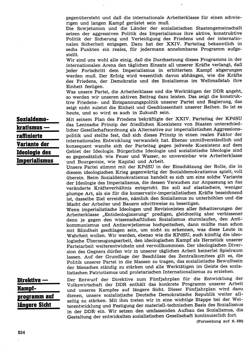 Neuer Weg (NW), Organ des Zentralkomitees (ZK) der SED (Sozialistische Einheitspartei Deutschlands) für Fragen des Parteilebens, 26. Jahrgang [Deutsche Demokratische Republik (DDR)] 1971, Seite 534 (NW ZK SED DDR 1971, S. 534)