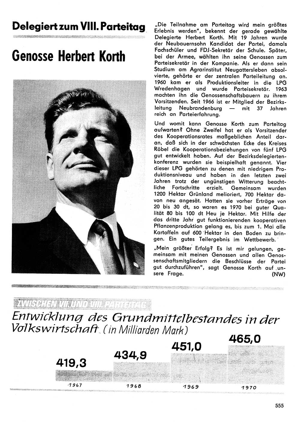 Neuer Weg (NW), Organ des Zentralkomitees (ZK) der SED (Sozialistische Einheitspartei Deutschlands) für Fragen des Parteilebens, 26. Jahrgang [Deutsche Demokratische Republik (DDR)] 1971, Seite 555 (NW ZK SED DDR 1971, S. 555)