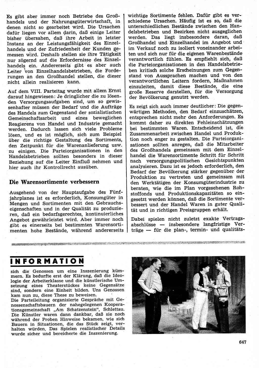 Neuer Weg (NW), Organ des Zentralkomitees (ZK) der SED (Sozialistische Einheitspartei Deutschlands) für Fragen des Parteilebens, 26. Jahrgang [Deutsche Demokratische Republik (DDR)] 1971, Seite 647 (NW ZK SED DDR 1971, S. 647)