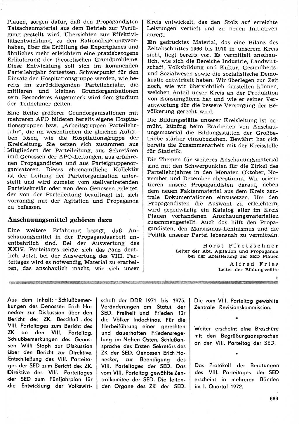 Neuer Weg (NW), Organ des Zentralkomitees (ZK) der SED (Sozialistische Einheitspartei Deutschlands) für Fragen des Parteilebens, 26. Jahrgang [Deutsche Demokratische Republik (DDR)] 1971, Seite 669 (NW ZK SED DDR 1971, S. 669)