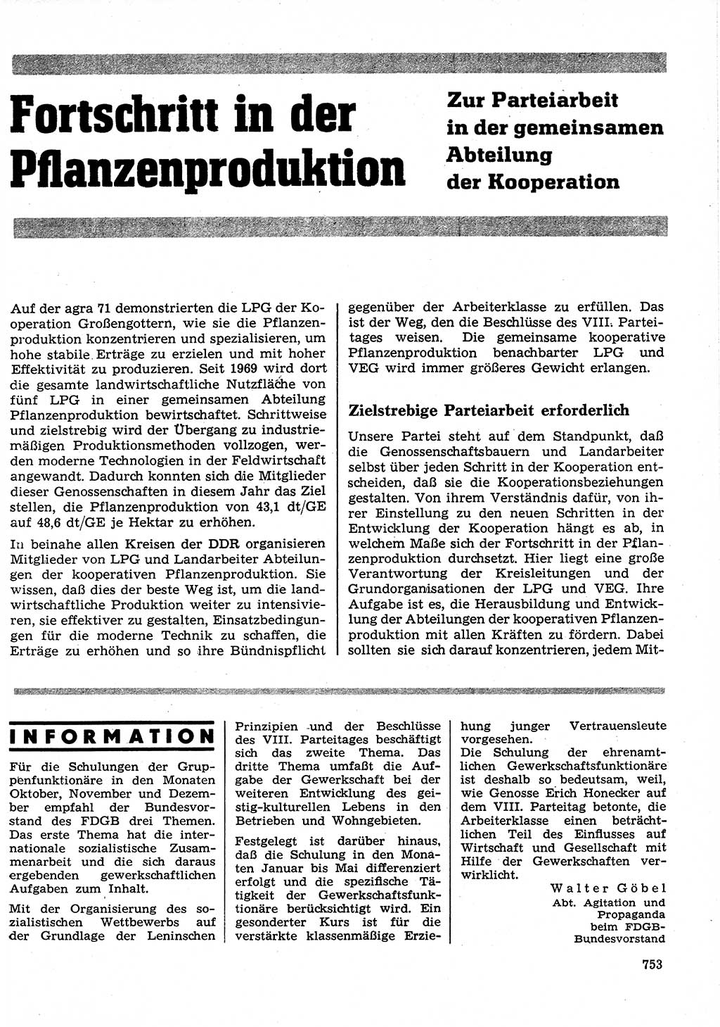 Neuer Weg (NW), Organ des Zentralkomitees (ZK) der SED (Sozialistische Einheitspartei Deutschlands) für Fragen des Parteilebens, 26. Jahrgang [Deutsche Demokratische Republik (DDR)] 1971, Seite 753 (NW ZK SED DDR 1971, S. 753)