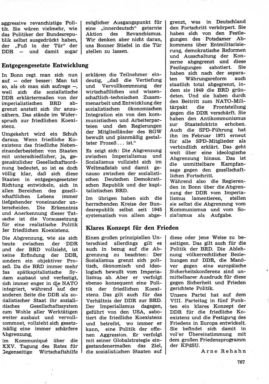 Neuer Weg (NW), Organ des Zentralkomitees (ZK) der SED (Sozialistische Einheitspartei Deutschlands) für Fragen des Parteilebens, 26. Jahrgang [Deutsche Demokratische Republik (DDR)] 1971, Seite 767 (NW ZK SED DDR 1971, S. 767)