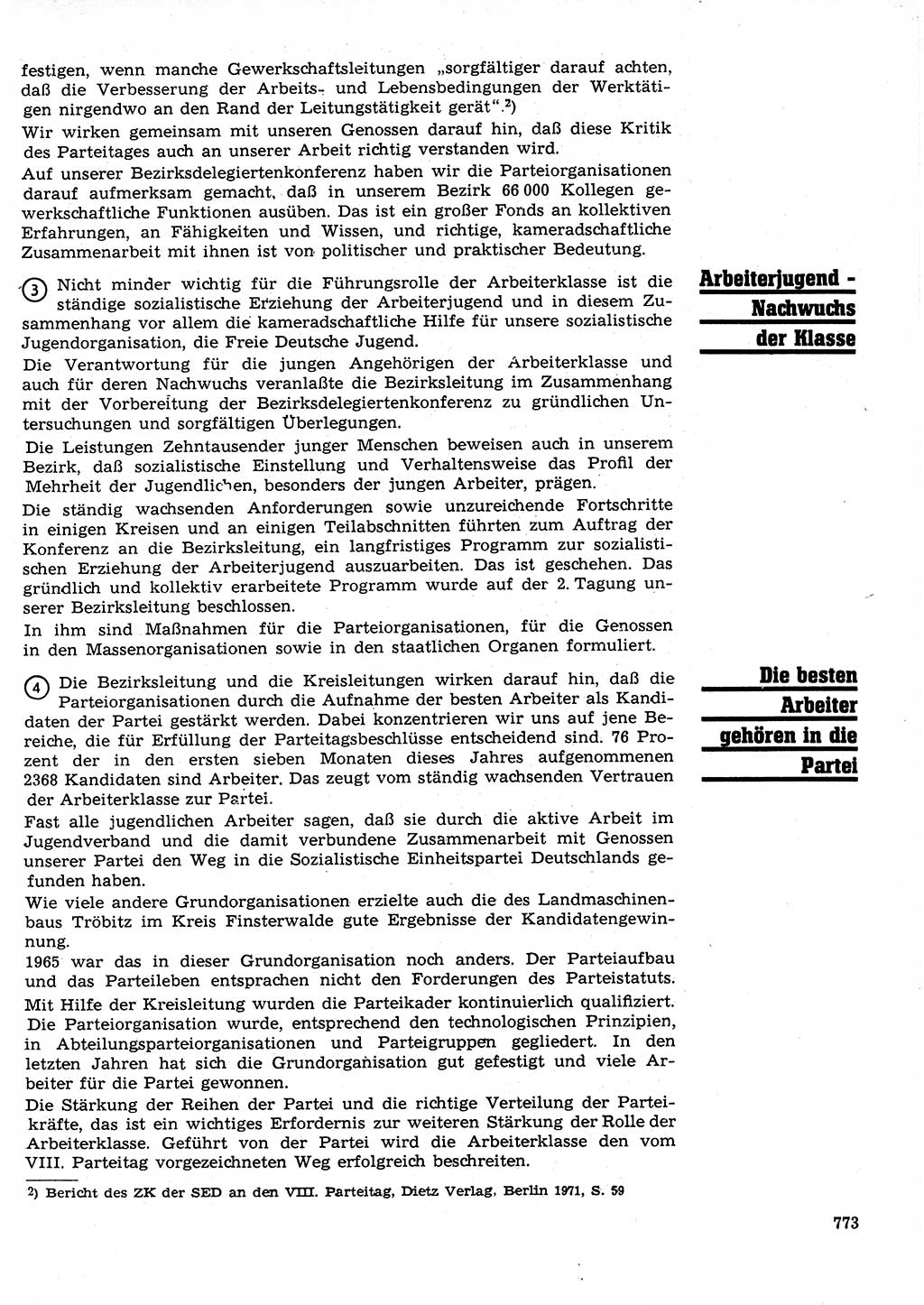 Neuer Weg (NW), Organ des Zentralkomitees (ZK) der SED (Sozialistische Einheitspartei Deutschlands) für Fragen des Parteilebens, 26. Jahrgang [Deutsche Demokratische Republik (DDR)] 1971, Seite 773 (NW ZK SED DDR 1971, S. 773)