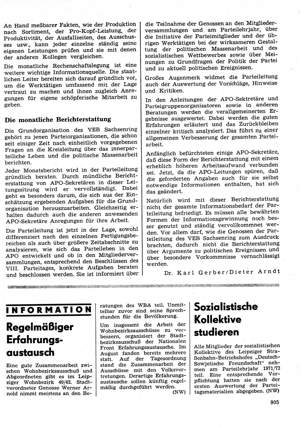 Neuer Weg (NW), Organ des Zentralkomitees (ZK) der SED (Sozialistische Einheitspartei Deutschlands) für Fragen des Parteilebens, 26. Jahrgang [Deutsche Demokratische Republik (DDR)] 1971, Seite 905 (NW ZK SED DDR 1971, S. 905)