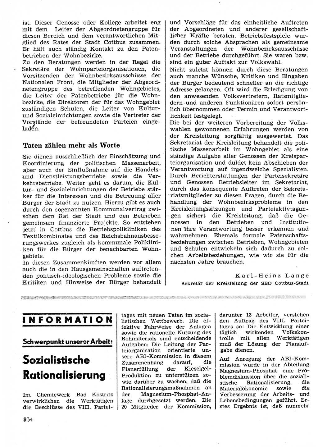 Neuer Weg (NW), Organ des Zentralkomitees (ZK) der SED (Sozialistische Einheitspartei Deutschlands) für Fragen des Parteilebens, 26. Jahrgang [Deutsche Demokratische Republik (DDR)] 1971, Seite 954 (NW ZK SED DDR 1971, S. 954)