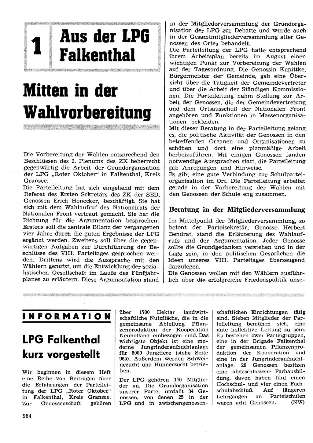 Neuer Weg (NW), Organ des Zentralkomitees (ZK) der SED (Sozialistische Einheitspartei Deutschlands) für Fragen des Parteilebens, 26. Jahrgang [Deutsche Demokratische Republik (DDR)] 1971, Seite 964 (NW ZK SED DDR 1971, S. 964)