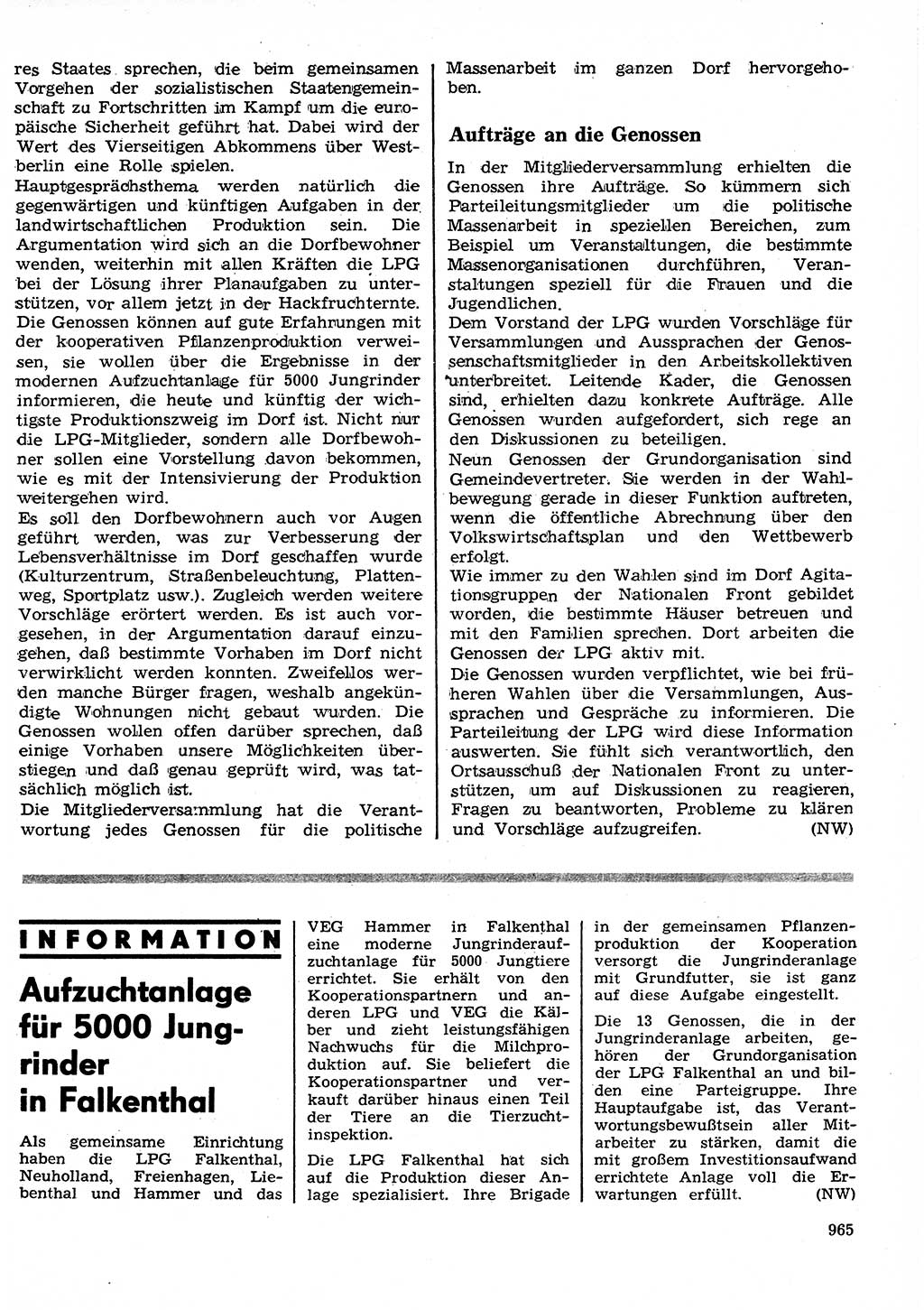 Neuer Weg (NW), Organ des Zentralkomitees (ZK) der SED (Sozialistische Einheitspartei Deutschlands) für Fragen des Parteilebens, 26. Jahrgang [Deutsche Demokratische Republik (DDR)] 1971, Seite 965 (NW ZK SED DDR 1971, S. 965)
