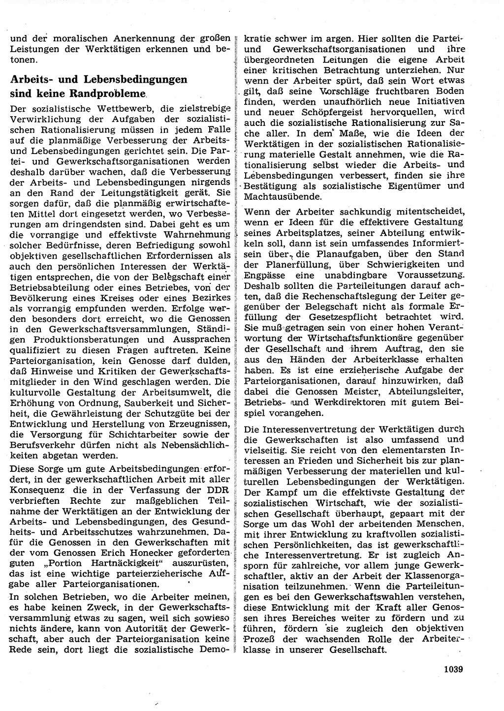 Neuer Weg (NW), Organ des Zentralkomitees (ZK) der SED (Sozialistische Einheitspartei Deutschlands) für Fragen des Parteilebens, 26. Jahrgang [Deutsche Demokratische Republik (DDR)] 1971, Seite 1039 (NW ZK SED DDR 1971, S. 1039)