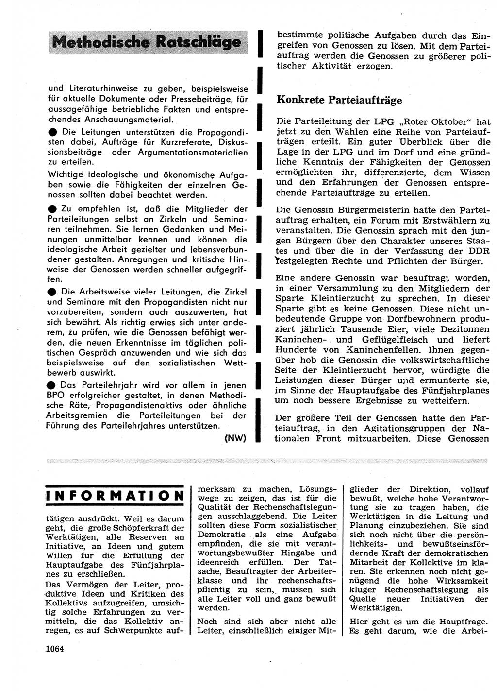 Neuer Weg (NW), Organ des Zentralkomitees (ZK) der SED (Sozialistische Einheitspartei Deutschlands) für Fragen des Parteilebens, 26. Jahrgang [Deutsche Demokratische Republik (DDR)] 1971, Seite 1064 (NW ZK SED DDR 1971, S. 1064)