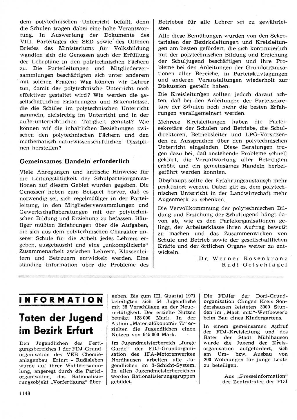 Neuer Weg (NW), Organ des Zentralkomitees (ZK) der SED (Sozialistische Einheitspartei Deutschlands) für Fragen des Parteilebens, 26. Jahrgang [Deutsche Demokratische Republik (DDR)] 1971, Seite 1148 (NW ZK SED DDR 1971, S. 1148)