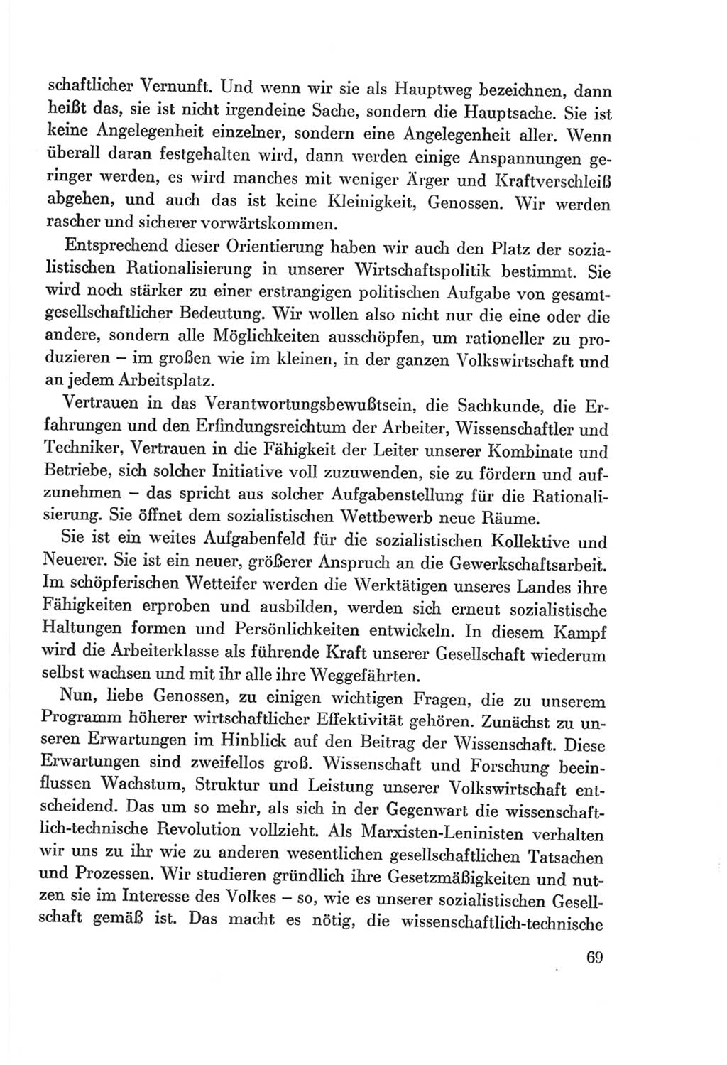 Protokoll der Verhandlungen des Ⅷ. Parteitages der Sozialistischen Einheitspartei Deutschlands (SED) [Deutsche Demokratische Republik (DDR)] 1971, Band 1, Seite 69 (Prot. Verh. Ⅷ. PT SED DDR 1971, Bd. 1, S. 69)