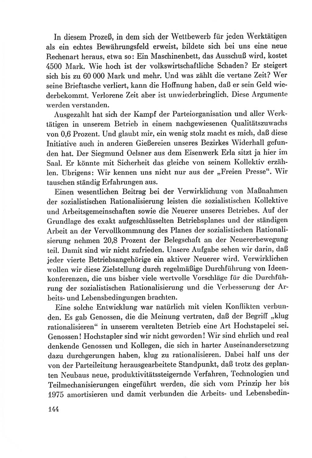 Protokoll der Verhandlungen des Ⅷ. Parteitages der Sozialistischen Einheitspartei Deutschlands (SED) [Deutsche Demokratische Republik (DDR)] 1971, Band 1, Seite 144 (Prot. Verh. Ⅷ. PT SED DDR 1971, Bd. 1, S. 144)