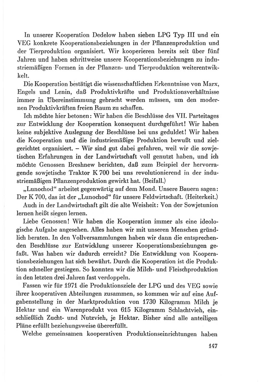 Protokoll der Verhandlungen des Ⅷ. Parteitages der Sozialistischen Einheitspartei Deutschlands (SED) [Deutsche Demokratische Republik (DDR)] 1971, Band 1, Seite 147 (Prot. Verh. Ⅷ. PT SED DDR 1971, Bd. 1, S. 147)