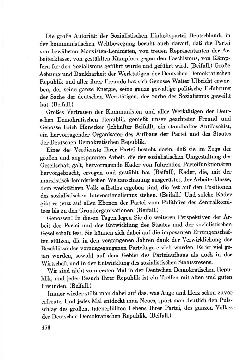 Protokoll der Verhandlungen des Ⅷ. Parteitages der Sozialistischen Einheitspartei Deutschlands (SED) [Deutsche Demokratische Republik (DDR)] 1971, Band 1, Seite 176 (Prot. Verh. Ⅷ. PT SED DDR 1971, Bd. 1, S. 176)